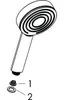 A line drawing of a hand shower head with two small parts labeled 1 and 2 below it. Anteprima dell’immagine prodotto