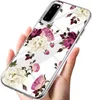 A hand holding a clear phone case with a floral pattern. Produktbild-Vorschau