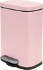 A pink pedal trash can with a gray pedal and a black base and lid trim. Náhľad obrázku produktu
