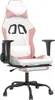 vidaXL Gaming-Stuhl mit Massage & Fußstütze Weiß und Rosa Produktbild-Vorschau 1