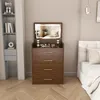 3-in-1 Schminktisch mit offenem Spiegel Glasplatte Walnut Produktbild-Vorschau 8