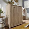 A modern wooden shoe cabinet with two doors, placed in a home entryway or living space. Náhled obrázku produktu