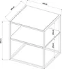 A line drawing of a white side table with dimensions indicated. Náhled obrázku produktu