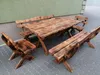 Rustikale Gartenmöbel SI-OP aus geflammtem Holz – Tisch + 2 Produktbild-Vorschau 2