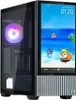 A computer case with a built-in LCD screen displaying a cartoon scene. Náhled obrázku produktu