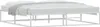 A white metal bed frame with a mattress and a grey blanket. Produktbild-Vorschau
