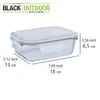 A glass food storage container with dimensions indicated. Produktbild-Vorschau