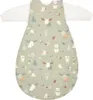 A baby sleeping bag with a forest animal print and white sleeves, laid flat against a white background. Produktbild-Vorschau