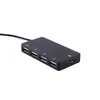 A black USB hub with multiple ports and a cable, isolated on a white background. Produktbild-Vorschau