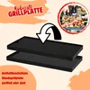 A graphic overlay of a reversible grill plate with text and a circular inset showing a raclette meal. Produktbild-Vorschau
