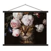 MuchoWow® Textilposter Katze - Blumen - Tierkopf 40x30 cm Produktbild-Vorschau 1