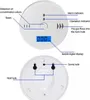 Diagram of a smoke and carbon monoxide detector with labels pointing to different parts. Produktbild-Vorschau