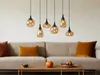 Lampadario a 6 luci Lumina con vetro ambrato Anteprima dell’immagine prodotto 1