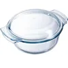 A clear glass casserole dish with a lid. Produktbild-Vorschau