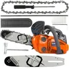 A collection of chainsaw parts and accessories laid out on a white background. Produktbild-Vorschau