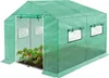 A green greenhouse with tomato plants inside, shown on a white background. Voir les images du produit