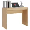 A wooden desk with books and a laptop on top. Podgląd zdjęcia produktu