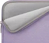 Close-up view of the interior and exterior of a lavender laptop sleeve. Náhled obrázku produktu