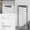 A collage showing a mailbox mounted on a wall and on a stand, along with mounting instructions and dimensions. Náhled obrázku produktu