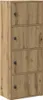 A tall, narrow wooden cabinet with four doors and black knobs, shown against a white background. Produktbild-Vorschau