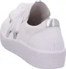 A close-up side view of a white sneaker with a thick white platform sole. Produktbild-Vorschau