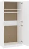 An open white wardrobe with a hanging rail and shelves inside. Produktbild-Vorschau