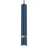 A single navy blue cylindrical pendant light with a gold band, shown against a white background. Produktbild-Vorschau