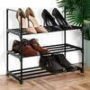 Regał na buty metalowy czarny 3-poziomowy 57x28x55 cm Podgląd zdjęcia produktu 5