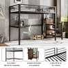 A loft bed with a desk and storage, shown with close-up detail shots. Anteprima dell’immagine prodotto