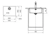 Technical drawing of a sink with dimensions and installation details. Náhled obrázku produktu