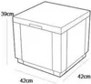 A line drawing of a storage ottoman with dimensions indicated. Produktbild-Vorschau