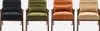 Four armchairs in different colors displayed side-by-side against a white background. Produktbild-Vorschau
