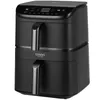 A black Cosori Turbo Tower double-chamber air fryer is shown against a white background. Produktbild-Vorschau