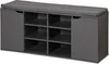 A gray shoe cabinet with a gray cushion on top, shown from the front. Náhled obrázku produktu