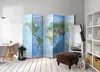 5-teiliger Einseitiger Vlies Paravent - World Map 225x172 Produktbild-Vorschau 2