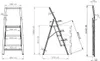 Technical drawings of a ladder with dimensions and angles. Produktbild-Vorschau