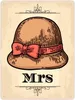 Vintage MRS WC Schild mit Damenhut in beige Schild Produktbild-Vorschau 1