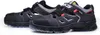A pair of black safety sandals with gray and red accents, shown on a white background. Produktbild-Vorschau