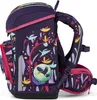 A side view of a purple backpack with a colorful jungle-themed pattern. Produktbild-Vorschau