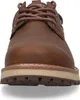 A close-up, front-facing view of a brown leather shoe. Voir les images du produit