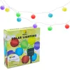 A product box for solar lighting with a string of colorful lights shown above it. Produktbild-Vorschau