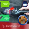 A hand holding a handheld vacuum cleaner, with various marketing overlays and text. Anteprima dell’immagine prodotto