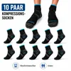 Kompressionssocken 10 Paar Sportsocken Unisex L/XL Schwarz Produktbild-Vorschau 1