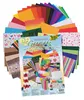 A collection of colorful craft paper and supplies arranged in a fan shape and around a magazine cover. Anteprima dell’immagine prodotto