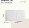 Komoda YUMEBLY z 6 szufladami | 140x75x40 cm | Duża komoda Podgląd zdjęcia produktu 2