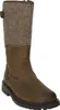 A single brown leather and felt boot. Voir les images du produit