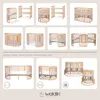 A collage of images showing different configurations and features of a wooden crib. Anteprima dell’immagine prodotto