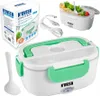 A collage of images showing a N'oveen electric lunch box, its packaging, and accessories. Náhľad obrázku produktu