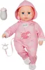 A baby doll wearing a pink hooded outfit with a sheep design, along with a bottle and a pacifier clip. Náhled obrázku produktu