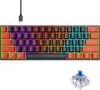 A mechanical keyboard with RGB lighting and a separate keyboard switch shown below. Produktbild-Vorschau